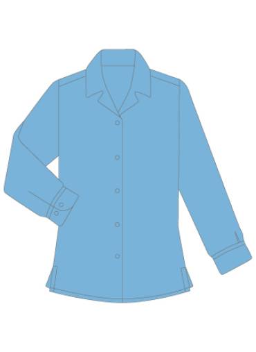 Long sleeved, revere, sky blue blouse (2 pack), Moreton Hall, General Schoolwear