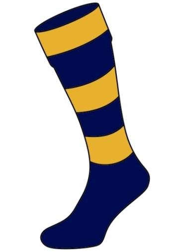 School Shop Direct - Navy And Gold Hooped Sports Socks, Bedstone College, Prestfelde Pre Prep ( Reception - Year 2), Prep ( Years 3-8 ), Prestfelde School