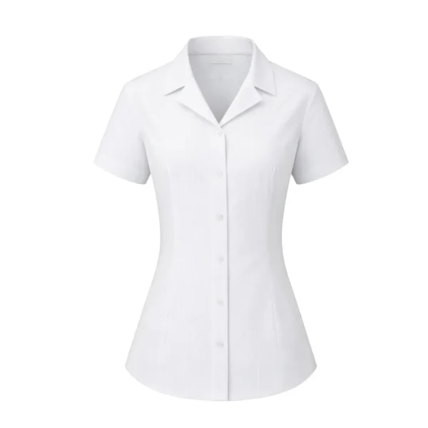 Short Sleeved Revere White Blouse (2 Pack)