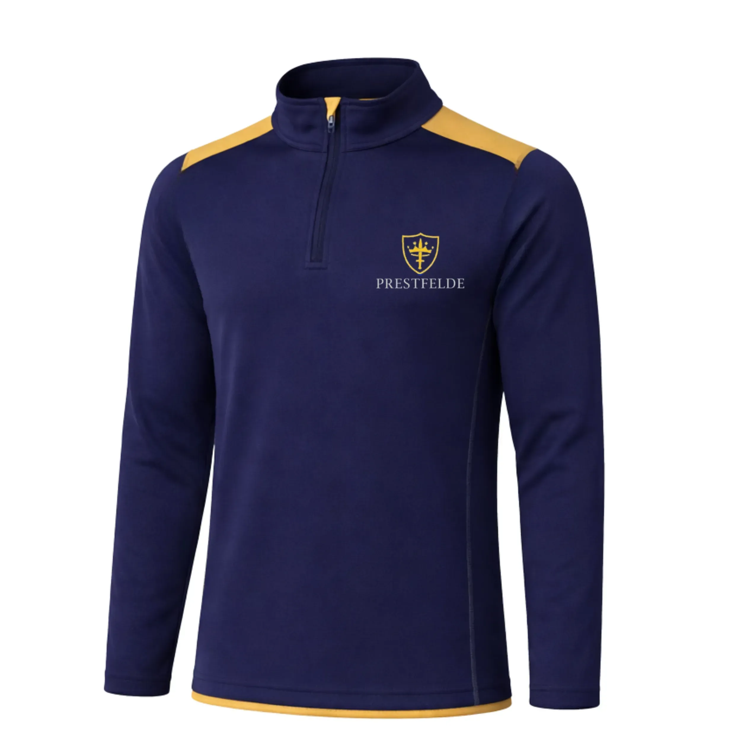 Prestfelde - Navy / Gold 1/4 Zip