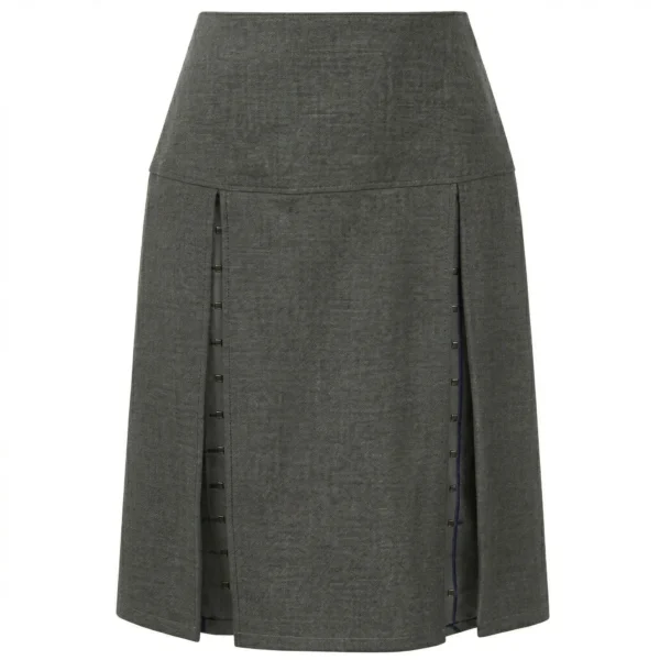 Grey-Navy Inverted Pleat Skirt